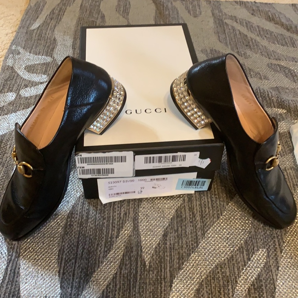 Auth Gucci loafers size 9 39 rhinestone bling!